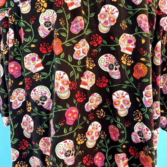 VTG David Carey Originals BLK Day of the Dead CALAVERA Skull & Roses Graphics 3X - Picture 6 of 7